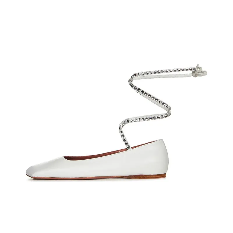 AMINA MUADDI Anne Lace-up Leather Ballerinas-0