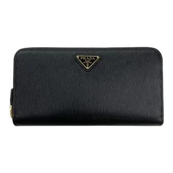 PRADA Cow Leather Wallet Tubas Women's Black