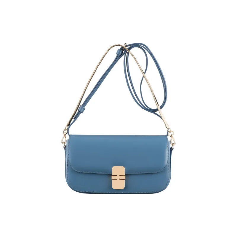 A.P.C Grace Cow Leather Shoulder Bag Crossbody Bag Clutches Women's Blue-1