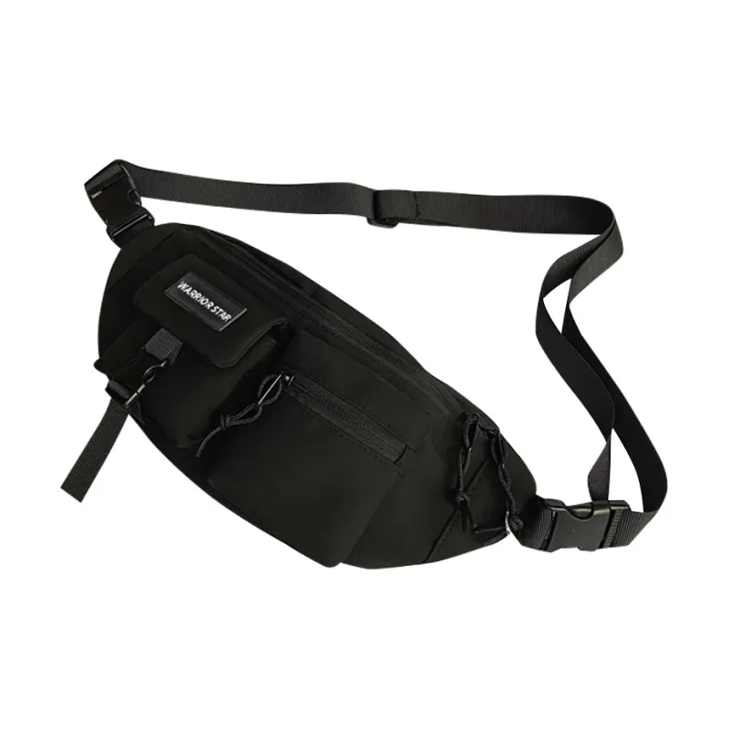 Warrior Nylon Sling Bag Crossbody Bag Fanny Pack Large Size Unisex Black/White/Blue-14