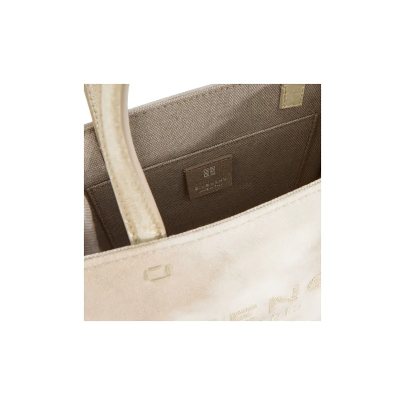 GIVENCHY G-Tote Cotton With Calfskin Tote Bag Shopping Bag Shoulder Bag Crossbody Bag Handbag Mini Women's Dusty Gold-3