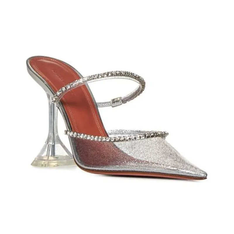 AMINA MUADDI Wrap-toe Slippers 9.5cm Women's Silver-2