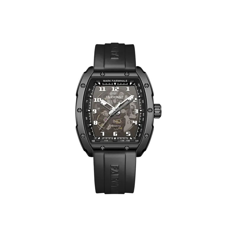 FAIRWHALE Automatic Mechanical Movement Silicone Strap Watch Men's Watches Black Dial-0