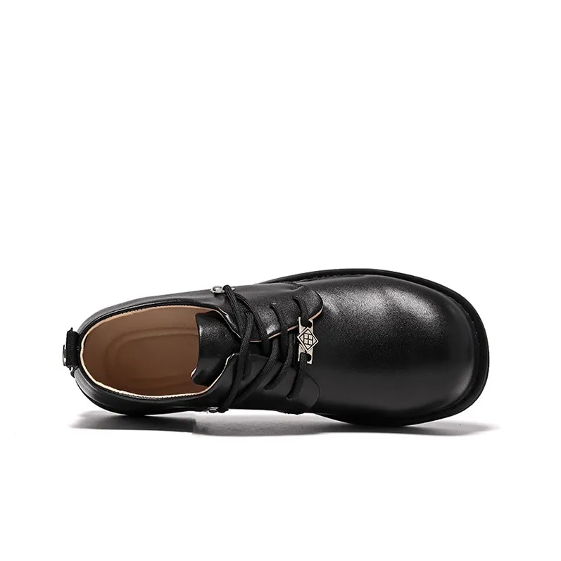 GZZ Dress Shoes Men Low Top Black-4