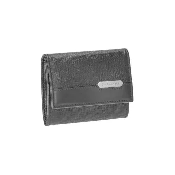 BVLGARI Calfskin Wallet, Card Holder Regular Men's Black
