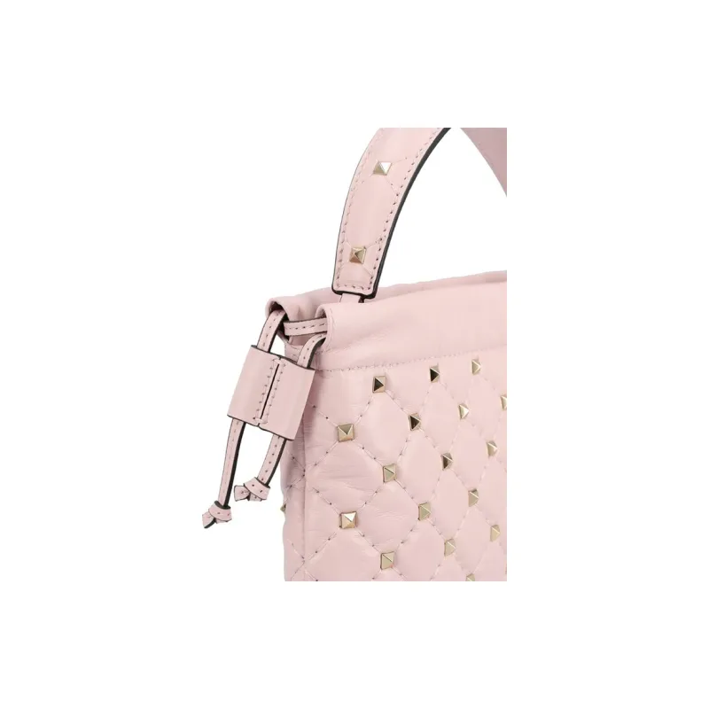Valentino ROCKSTUD SPIKE Calfskin Shoulder Bag Women's Pink-3