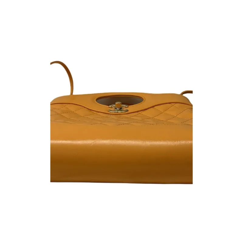 CHANEL Oil Wax Cow Leather One Shoulder Handbag Mini Women's Orange-3