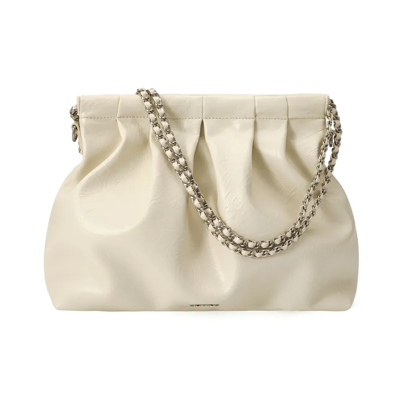 Simedin Cow Split Leather Shoulder Bag Unisex Classic Black/Milk White-8