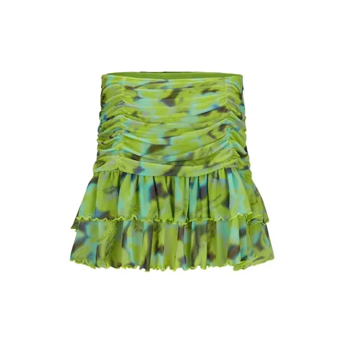 URBAN REVIVO Skirts Women's Yellow Green Print