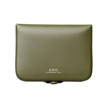 A.P.C Cow Leather Coin Purse Men's Evergreen