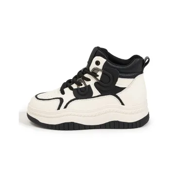 Milan Love Song Wear Resistant Lightweight Height Increasing High Top Skateboard Shoes Women's Beige Black