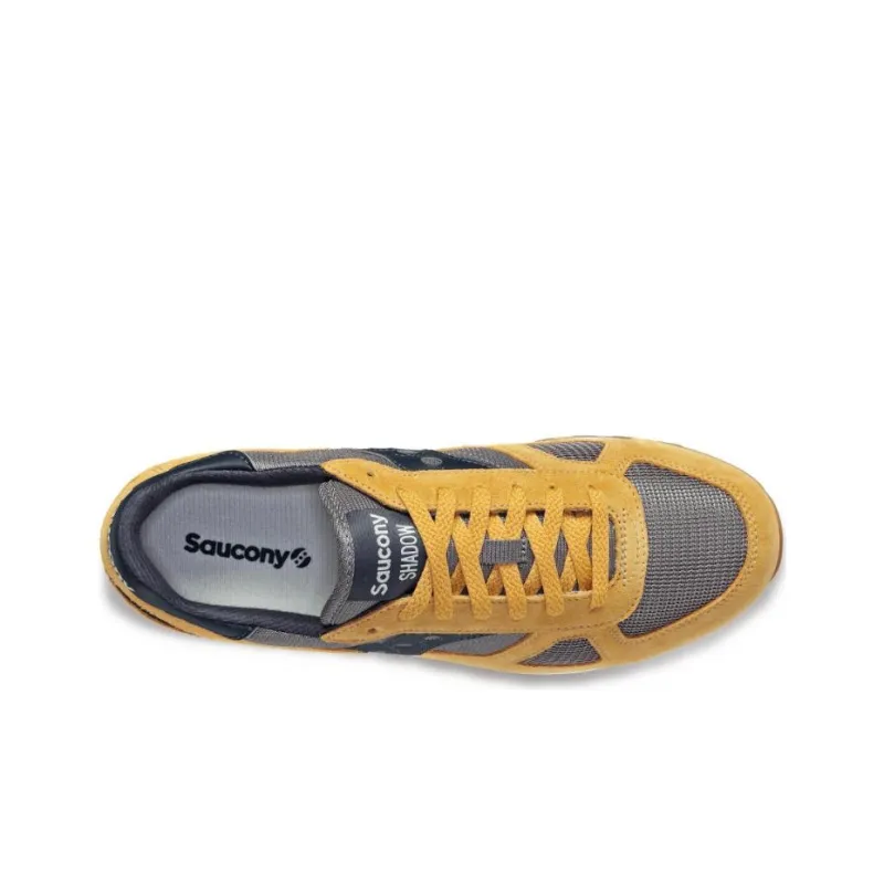 Saucony Shadow Original Cushioning Wear-Resistant Low-Top Training Running Shoes Men's Gray Yellow-2