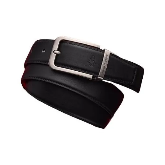 Hush Puppies Red Belt Top Grain Cow Leather Pin Buckle Leather Belts Men's Width 3.4cm-3