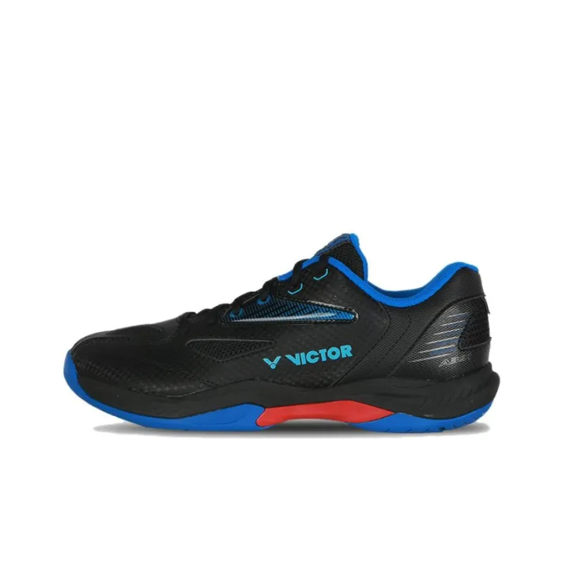 VICTOR Cushioned Slip Resistant Low Top Badminton Shoes Unisex Black Blue-0