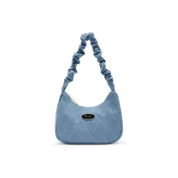 Champion Synthetic Leather Shoulder Bag Small Size Unisex Gray/Ink Blue/Ecru/Blue