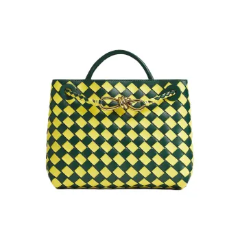 Bottega Veneta Andiamo Series Cow Leather Shoulder Bag Crossbody Bag Handbag Small Size Women's Emerald & Jelly Yellow