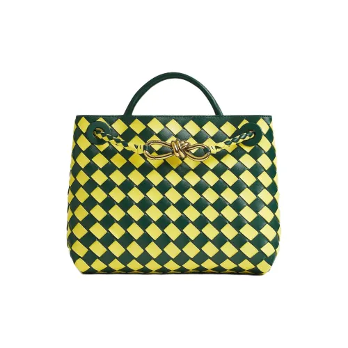 Bottega Veneta Andiamo Series Cow Leather Shoulder bag vintage Crossbody bag vintage Handbag vintage Small Size Women's Emerald & Jelly Yellow