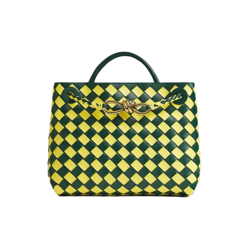 Bottega Veneta Andiamo Series Cow Leather Shoulder Bag Crossbody Bag Handbag Small Size Women's Emerald & Jelly Yellow-0