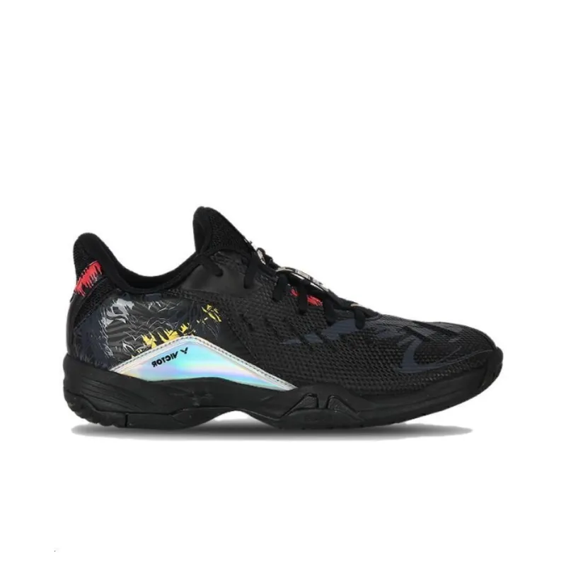VICTOR Cushioned Slip Resistant Low Top Badminton Shoes Unisex Black-3