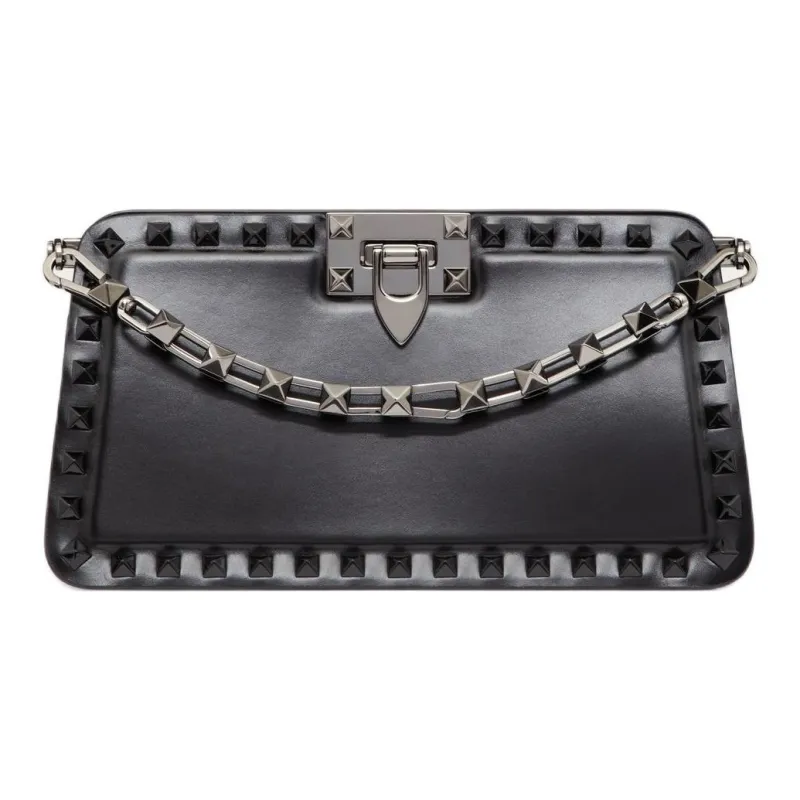 Valentino ROCKSTUD Calfskin Clutch Women's Black-0