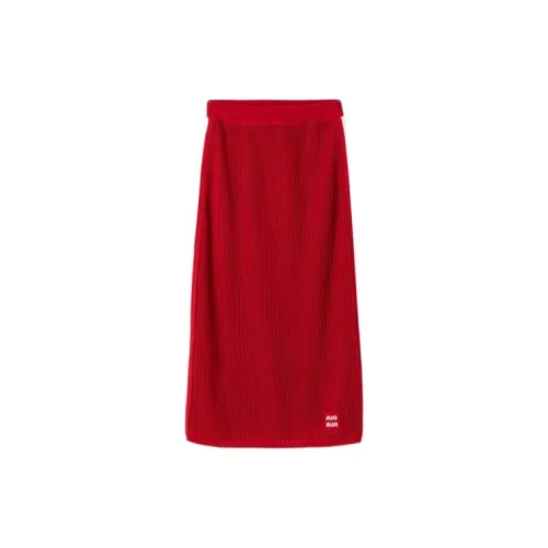 MIU MIU FW23 Casual Long Skirts Women's Red