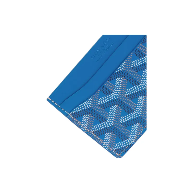 GOYARD Saint-Sulpice Canvas With Leather Card Clip Card Holder Unisex Sky Blue/White/Blue White Striped-3