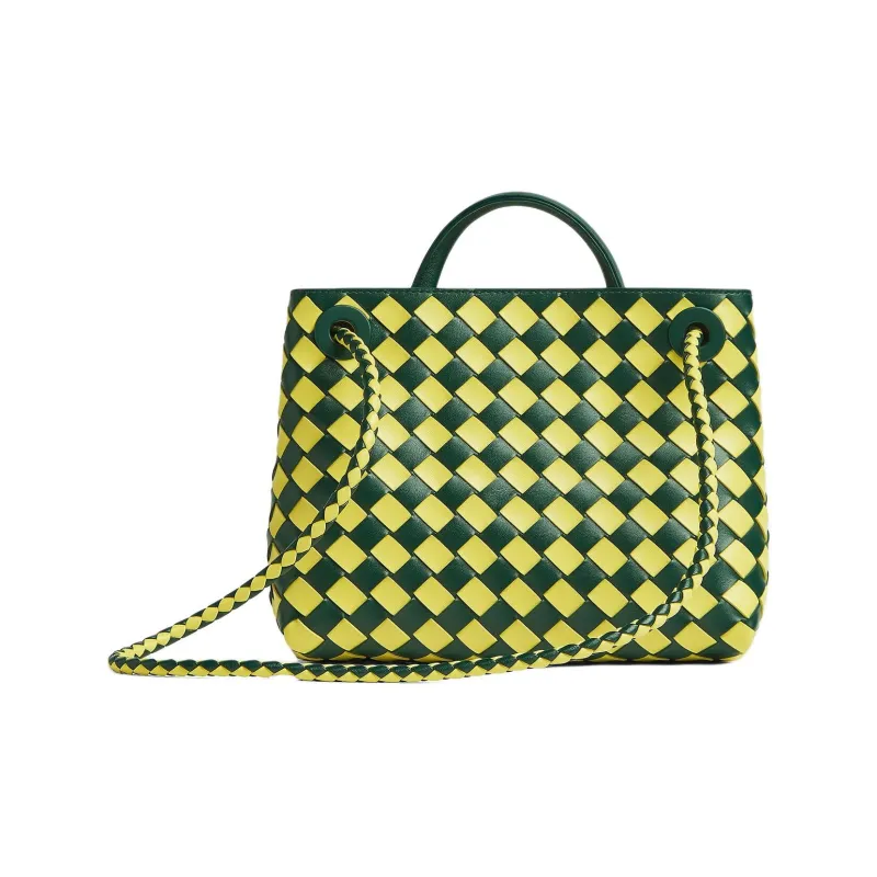 Bottega Veneta Andiamo Series Cow Leather Shoulder Bag Crossbody Bag Handbag Small Size Women's Emerald & Jelly Yellow-2