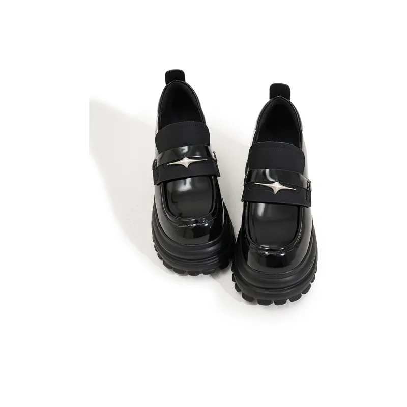 Milan Love Song Loafers 7cm Women's Black-3