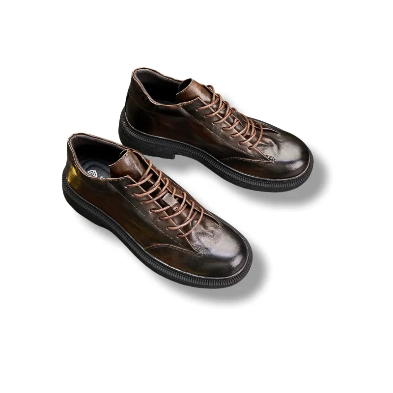 Brounvanm Men's Casual Shoes Men High Top Coffee/Black-5