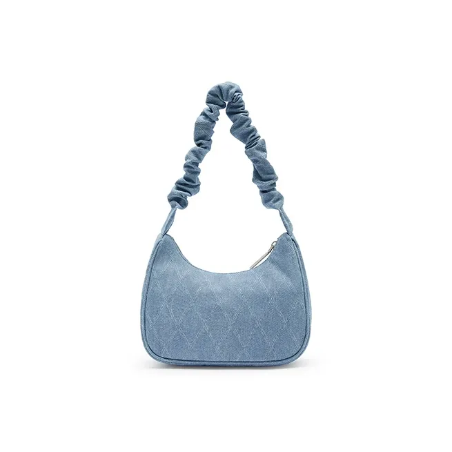 Champion Synthetic Leather Shoulder Bag Small Size Unisex Gray/Ink Blue/Ecru/Blue-3