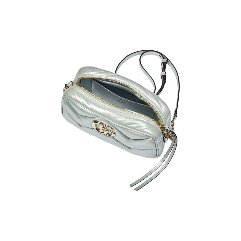 GUCCI GG Marmont Leather Crossbody Bag, Shoulder Bag Women's Green Rainbow-5