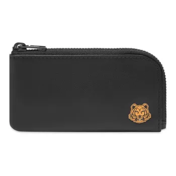 KENZO Tiger Leather Card Holders Coin Purses Wallets Men's Black