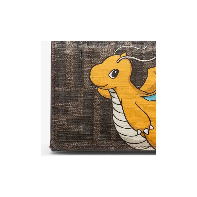 FENDI Pokémon X FRGMT Nigo, Collaboration Polyamide Card Holder, Wallet Medium Size Women's Yellow & Brown-4