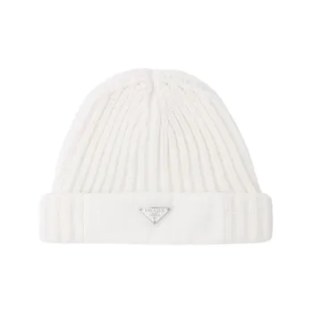 PRADA Wool Recycled Nylon Beanies Men's White