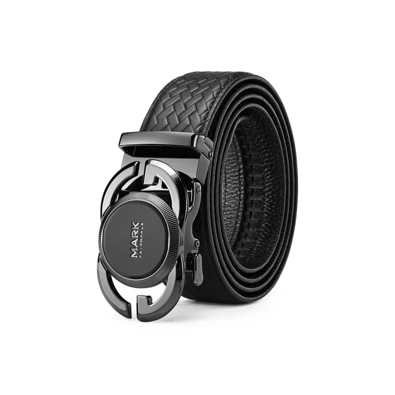 FAIRWHALE Genuine Leather Woven Pattern Top Grain Cow Leather Belt Men's Width 3.5CM-1