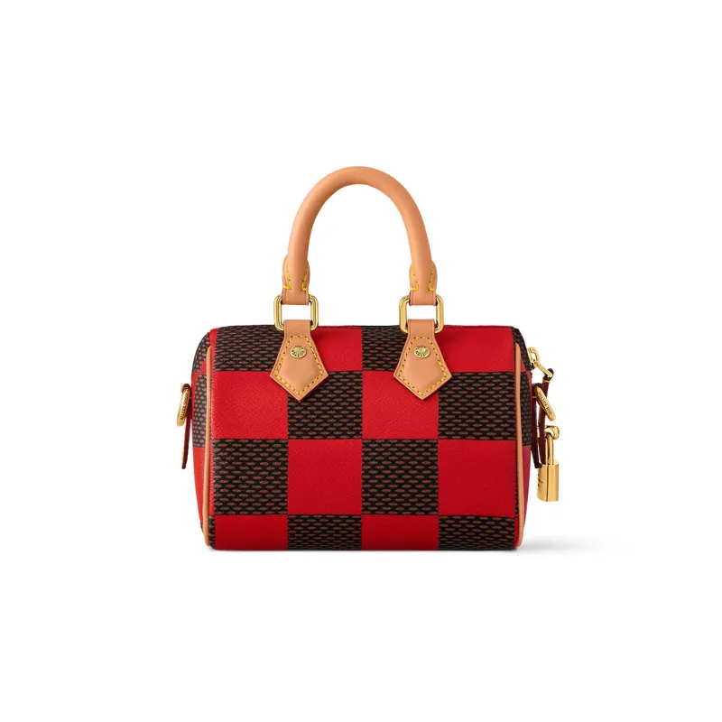 LOUIS VUITTON Nano Speedy Bandoulière Damier Pop Red-2