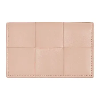 Bottega Veneta CASSETTE Sheepskin Card Holder Women's Lotus Pink