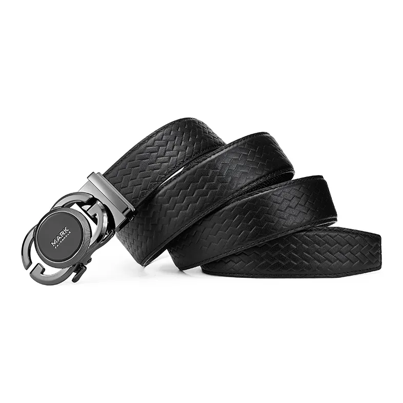 FAIRWHALE Genuine Leather Woven Pattern Top Grain Cow Leather Belt Men's Width 3.5CM-2