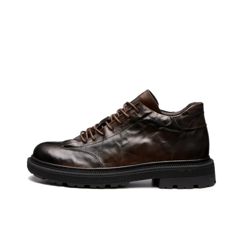 Brounvanm Men's Casual Shoes Men High Top Coffee/Black-0