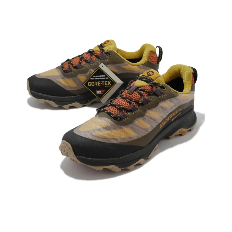 MERRELL Moab Speed GTX Durable Breathable Low-Top Outdoor Shoes Men's Brown Yellow-3