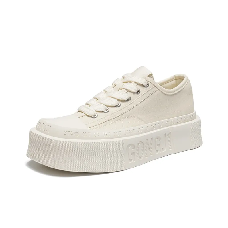 GONGJI Square Inch Of Ground Slip Resistant, Abrasion Resistant, Breathable Low Top Casual Shoes Unisex White-1