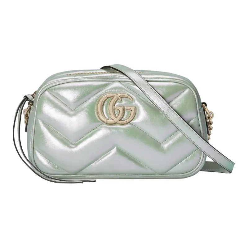 GUCCI GG Marmont Leather Crossbody Bag, Shoulder Bag Women's Green Rainbow-0