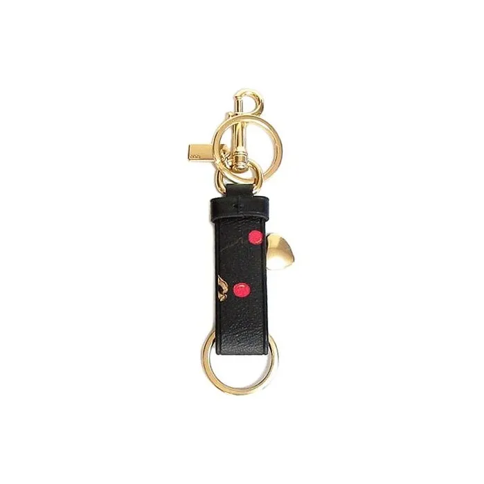 COACH Leather Heart Bag Accessory Women's Black Gold-1
