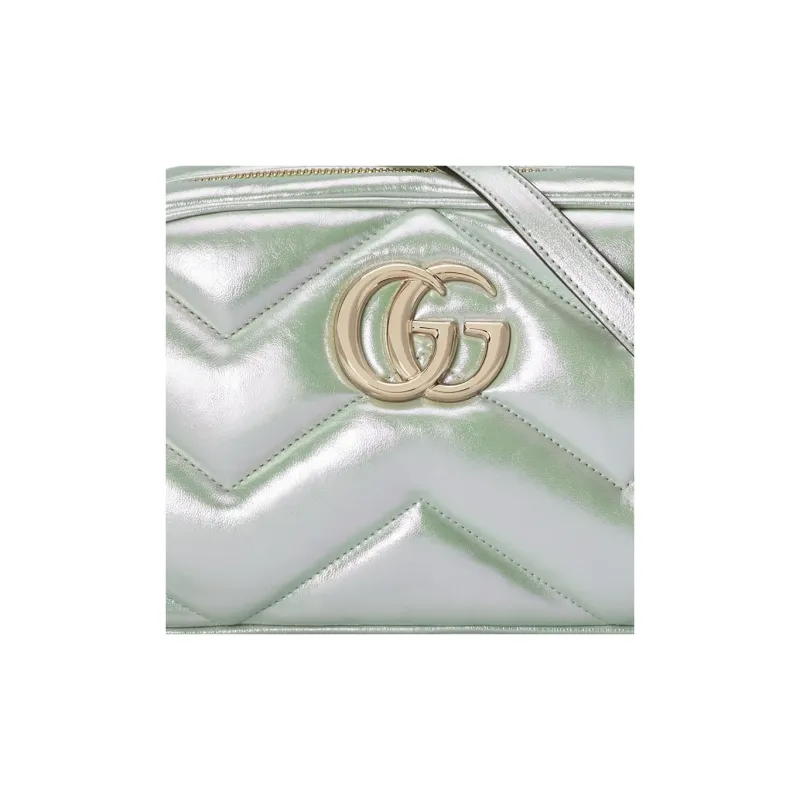 GUCCI GG Marmont Leather Crossbody Bag, Shoulder Bag Women's Green Rainbow-9