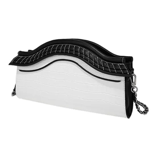 BAMPO Cow Leather Crossbody Handbag, Shoulder Bag Trumpets Women's Pure White-1
