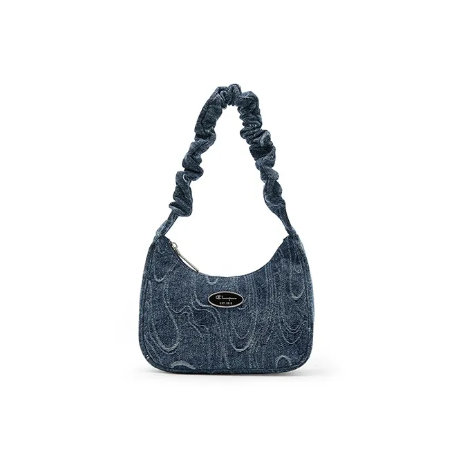 Champion Synthetic Leather Shoulder Bag Small Size Unisex Gray/Ink Blue/Ecru/Blue-14