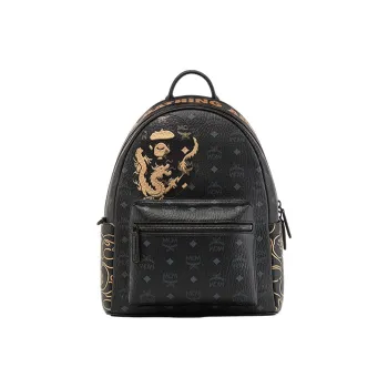 MCM Leather Backpack Unisex Black