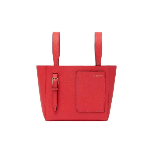 Valextra Calfskin Tote Bag, Shopping Bag, Portable Crossbody Bag, Shoulder Bag Women's Red