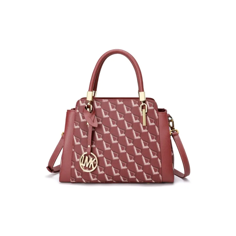 LMK PVC Crossbody Bag Mommy Bag Shoulder Bag Handbag Medium Size Women's Coffee/Red-3