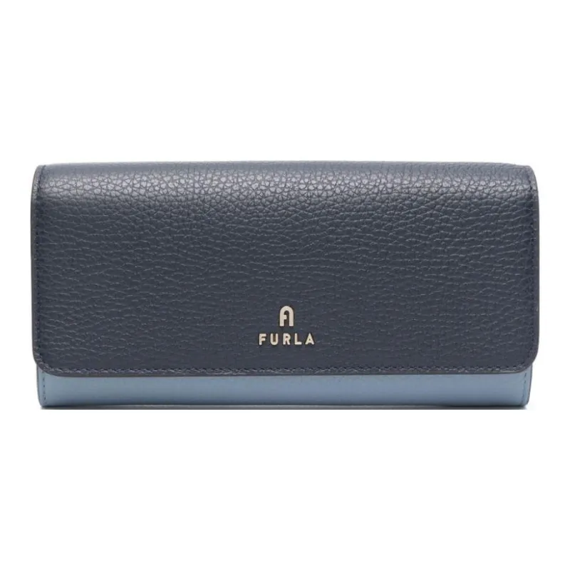 Furla Leather Wallet Women's Pink/Blue Plaid Navy-0